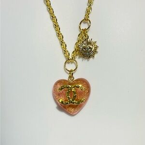 Elegant Gold and Pink Heart Necklace